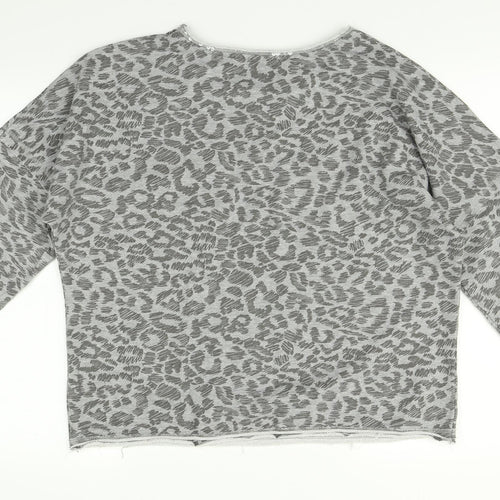 Mango Womens Grey Animal Print   T-Shirt Size 12