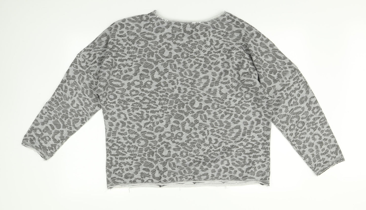 Mango Womens Grey Animal Print   T-Shirt Size 12