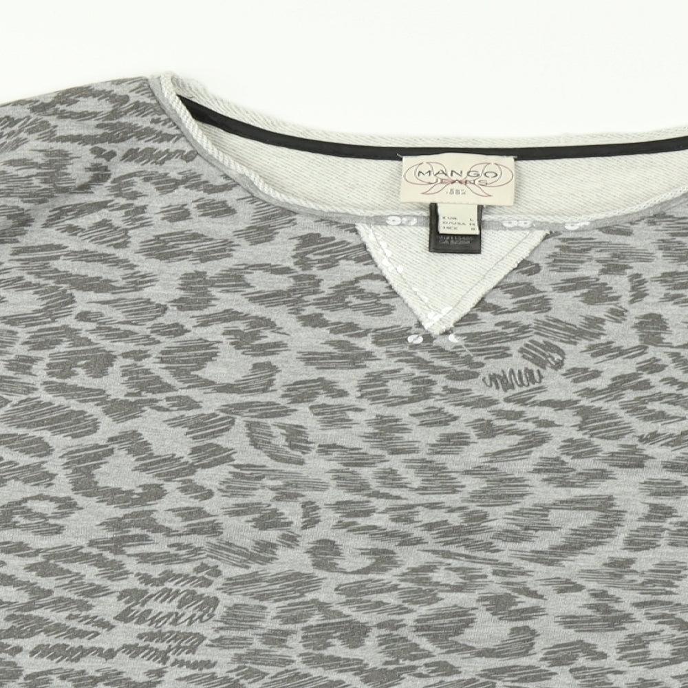 Mango Womens Grey Animal Print   T-Shirt Size 12