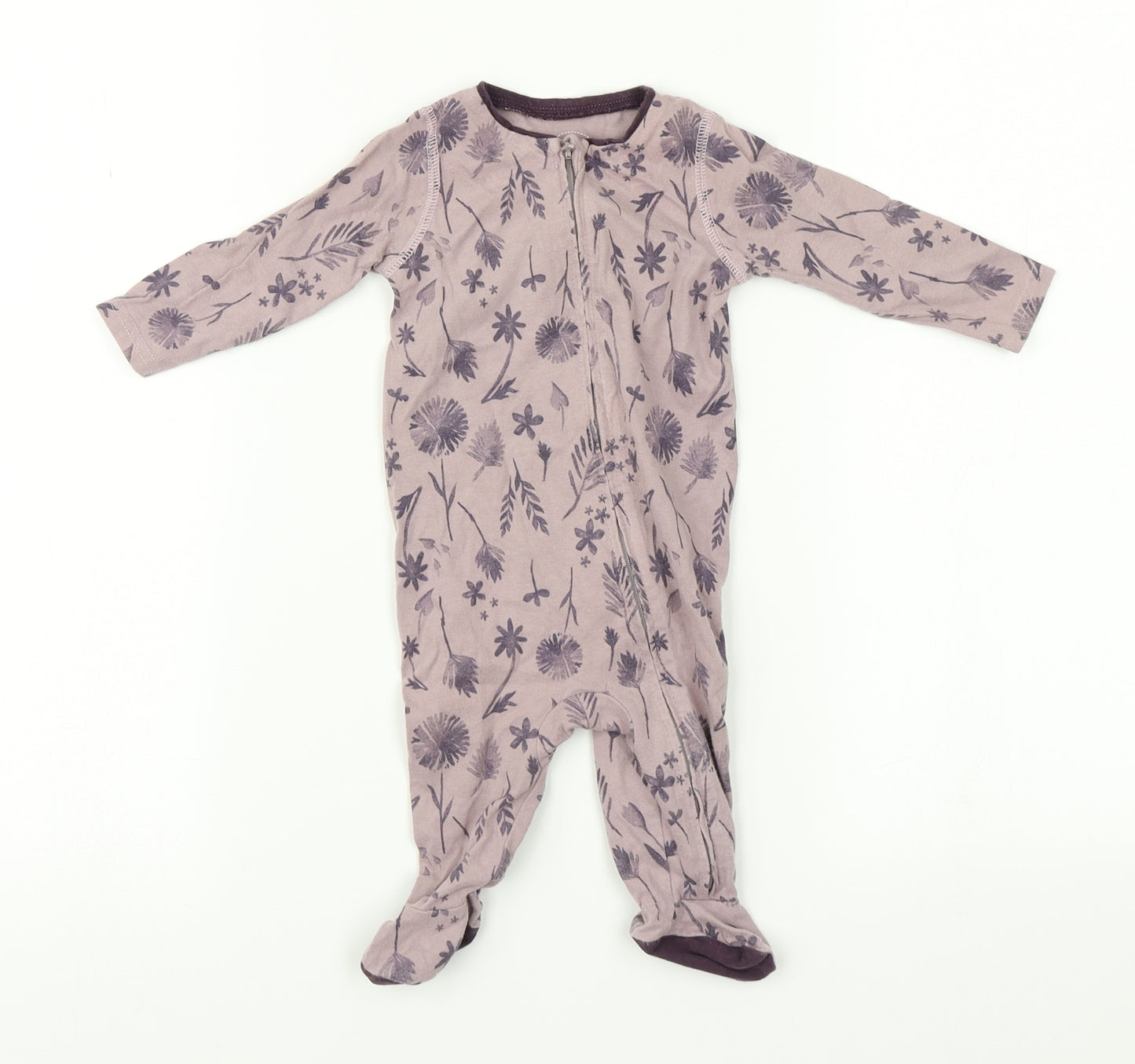 mamas & papas Girls Purple Floral  Babygrow One-Piece Size 3-6 Months