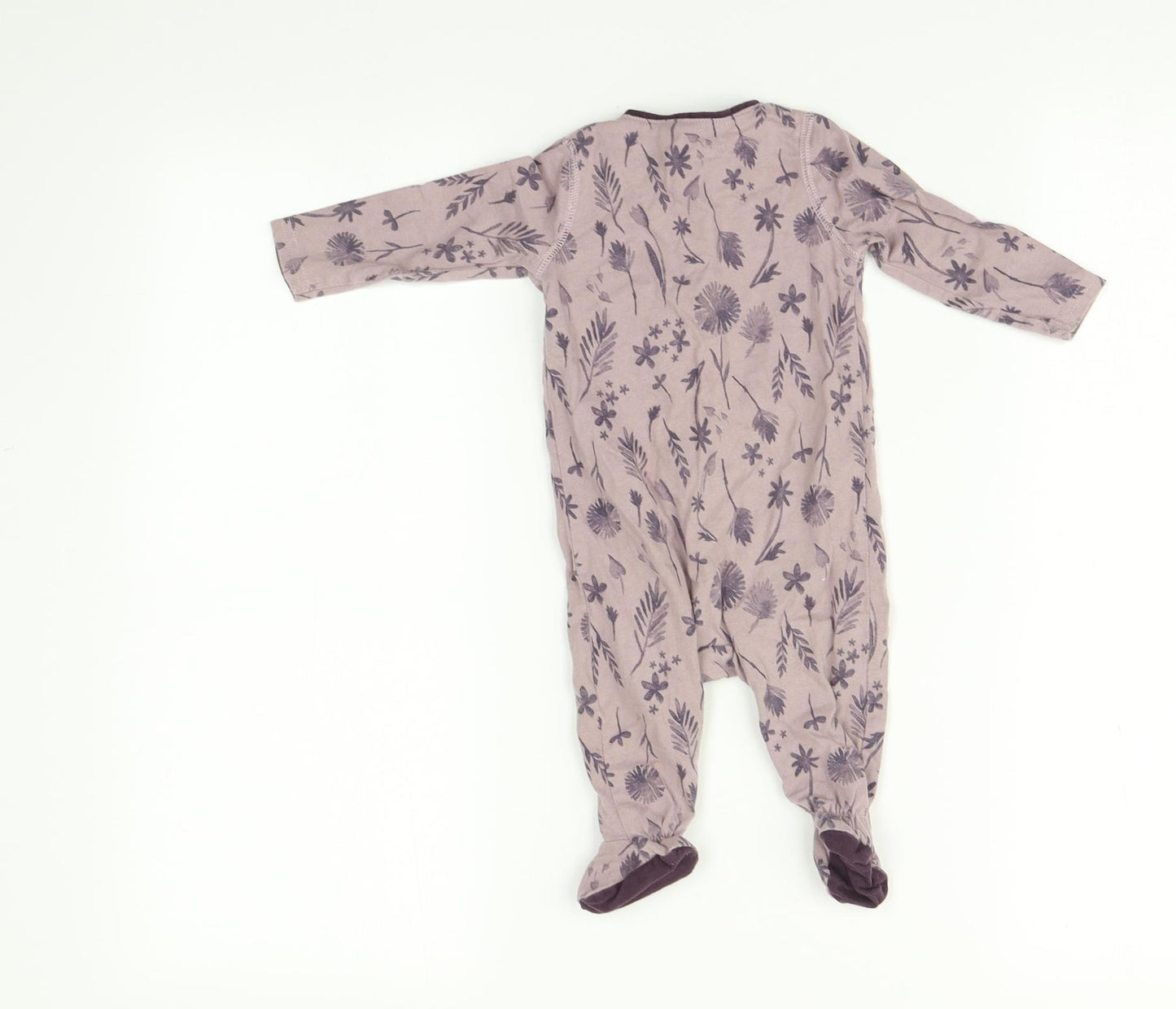 mamas & papas Girls Purple Floral  Babygrow One-Piece Size 3-6 Months