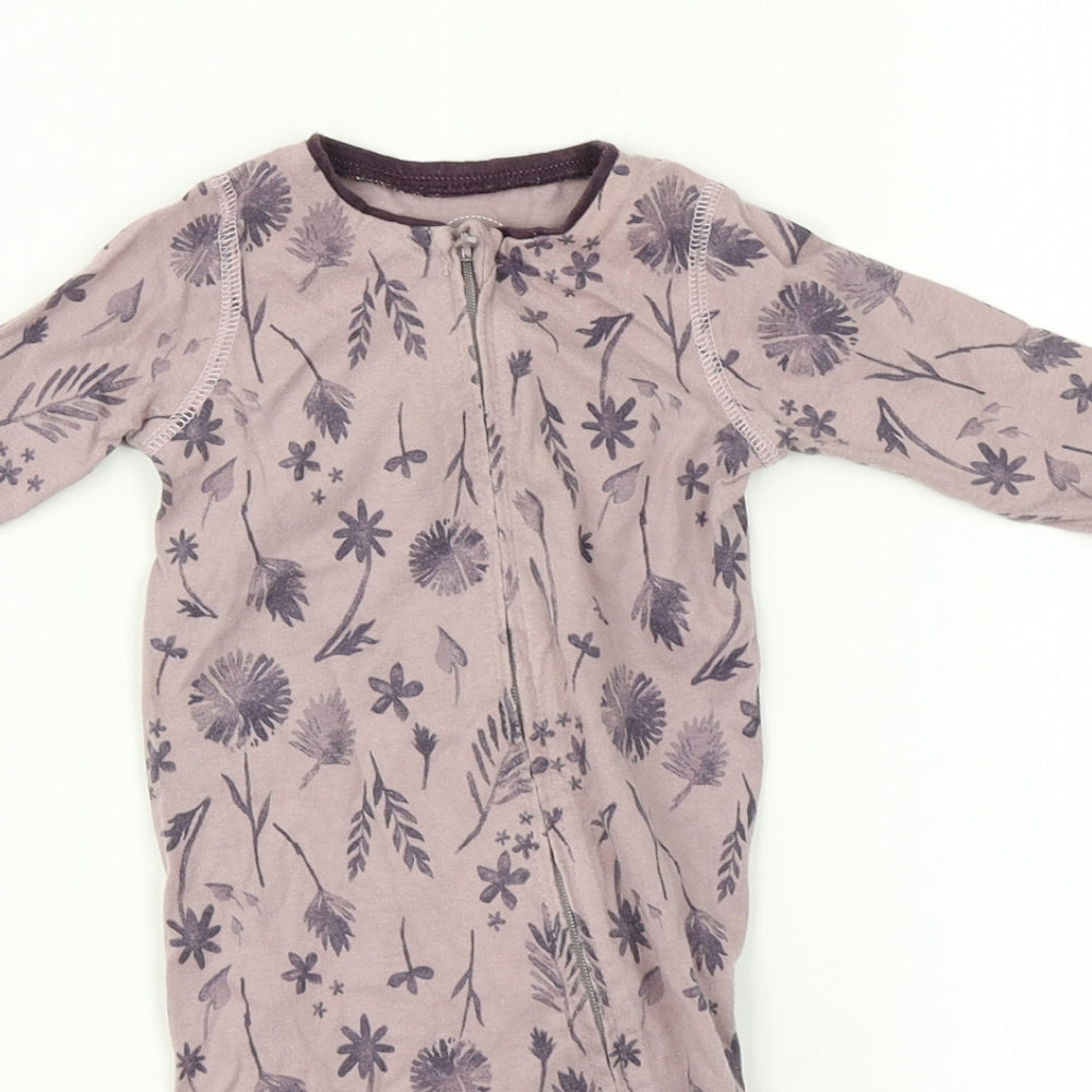 mamas & papas Girls Purple Floral  Babygrow One-Piece Size 3-6 Months