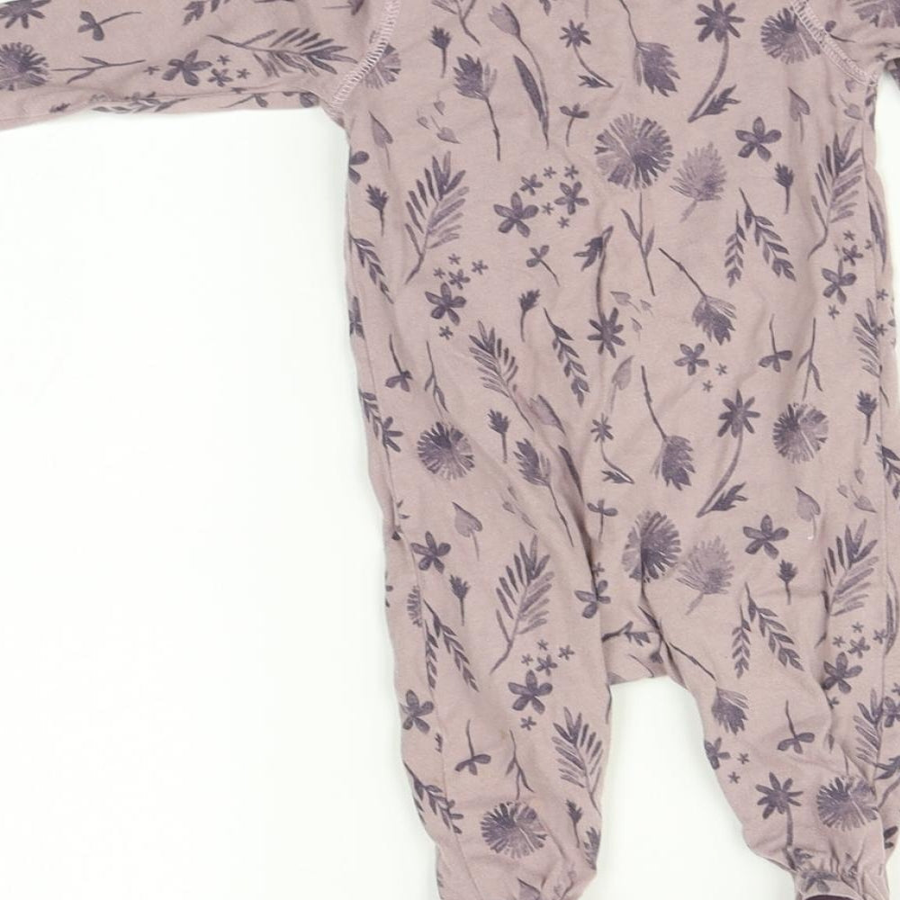 mamas & papas Girls Purple Floral  Babygrow One-Piece Size 3-6 Months