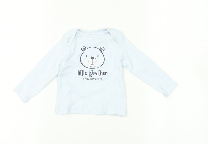 M&Co  Blue   Basic T-Shirt Size 3-6 Months  - Little brother