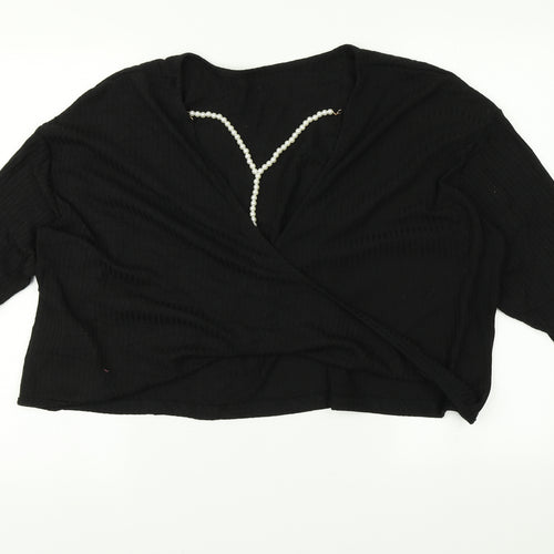 SheIn Womens Black   Basic T-Shirt Size L  - pearls on front