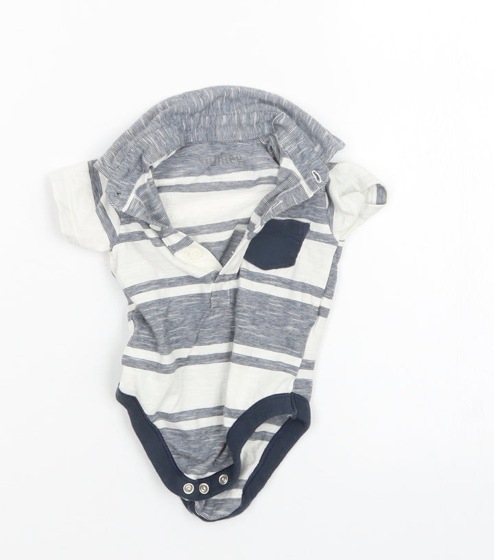 Nutmeg Boys Grey Striped Babygrow One-Piece Size 3-6 Months