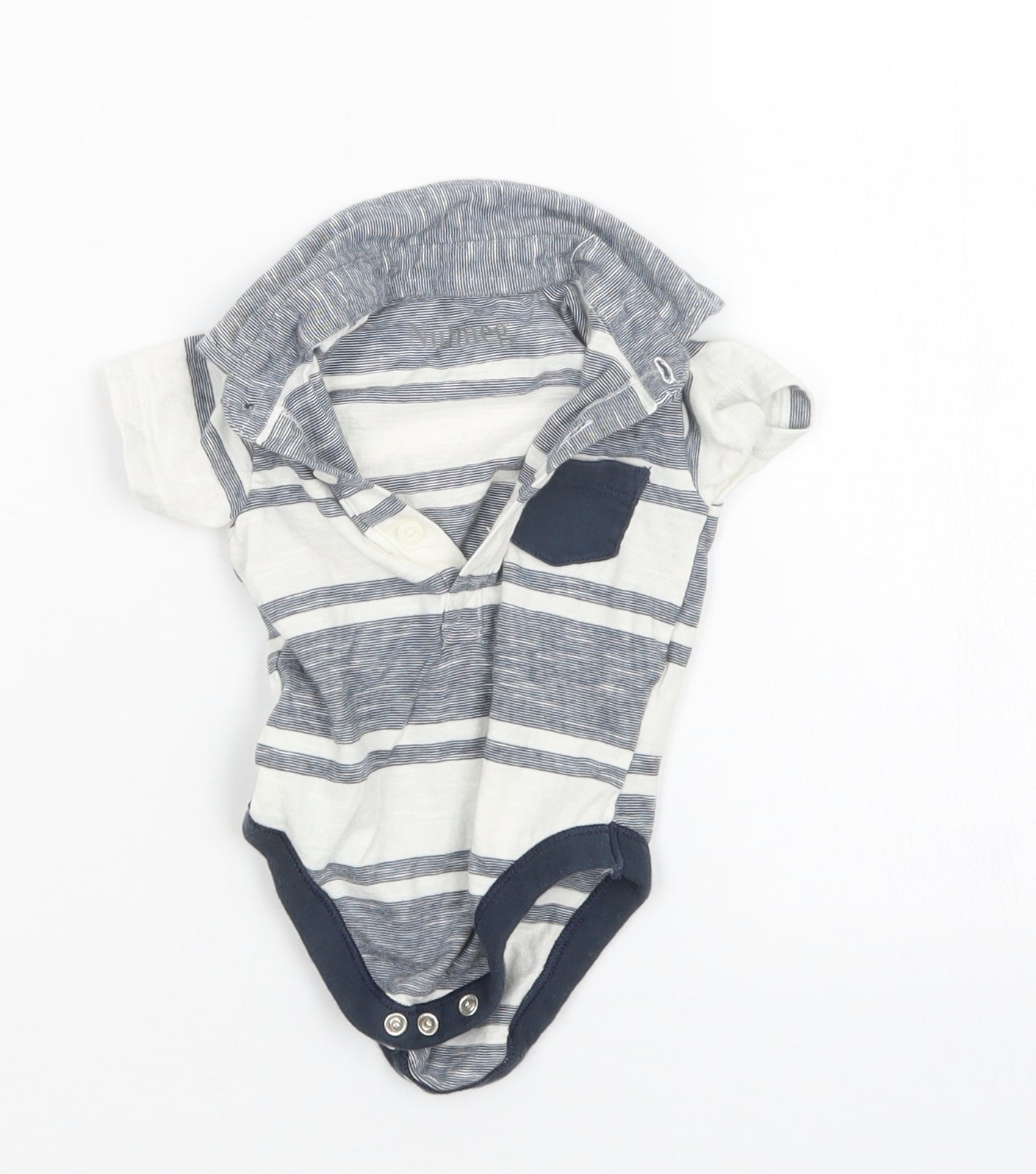 Nutmeg Boys Grey Striped  Babygrow One-Piece Size 3-6 Months