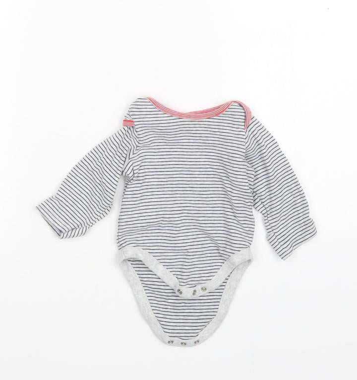 Marks and Spencer Boys Grey Striped  Babygrow One-Piece Size 3-6 Months