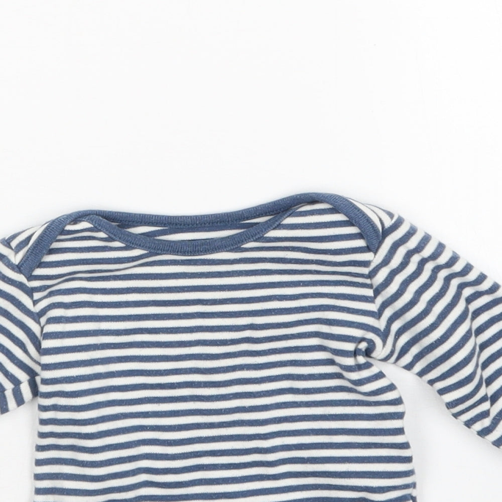 Marks and Spencer Boys Blue Striped  Babygrow One-Piece Size 3-6 Months