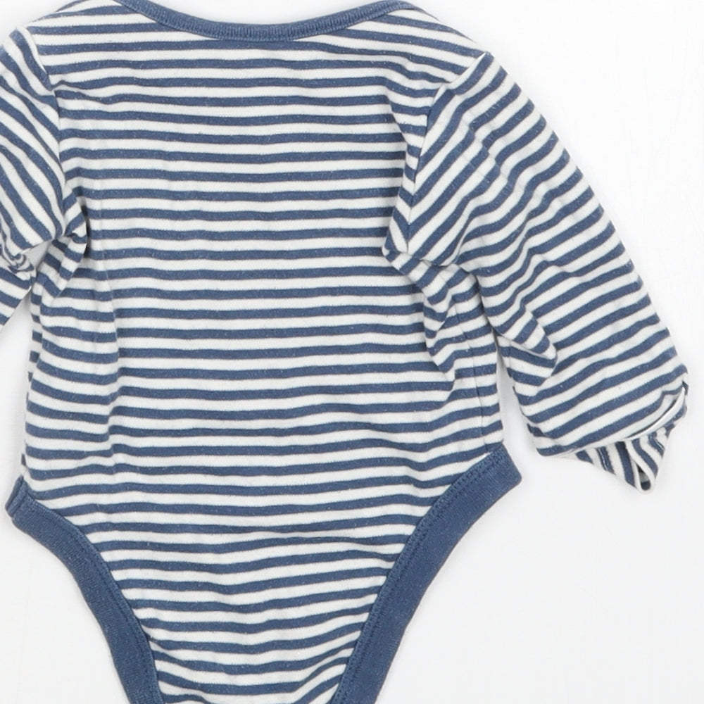 Marks and Spencer Boys Blue Striped  Babygrow One-Piece Size 3-6 Months