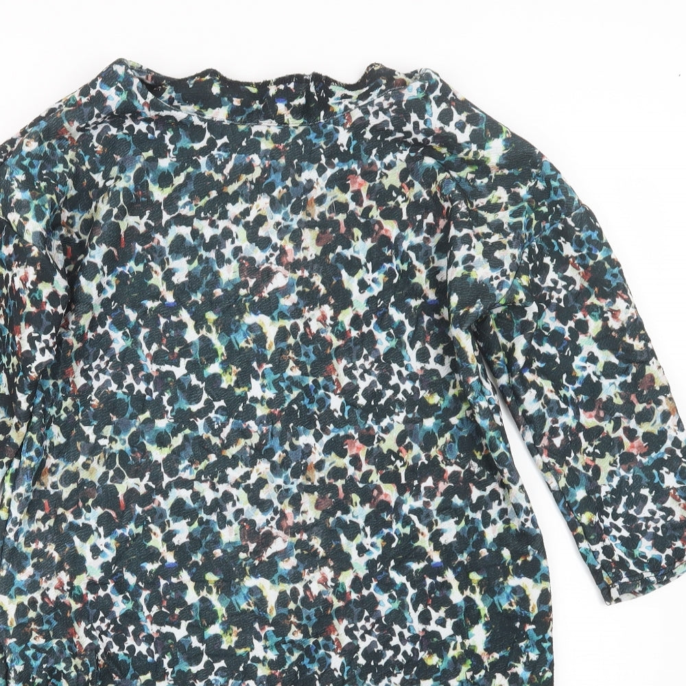 Warehouse Womens Black Geometric  Basic Blouse Size 10