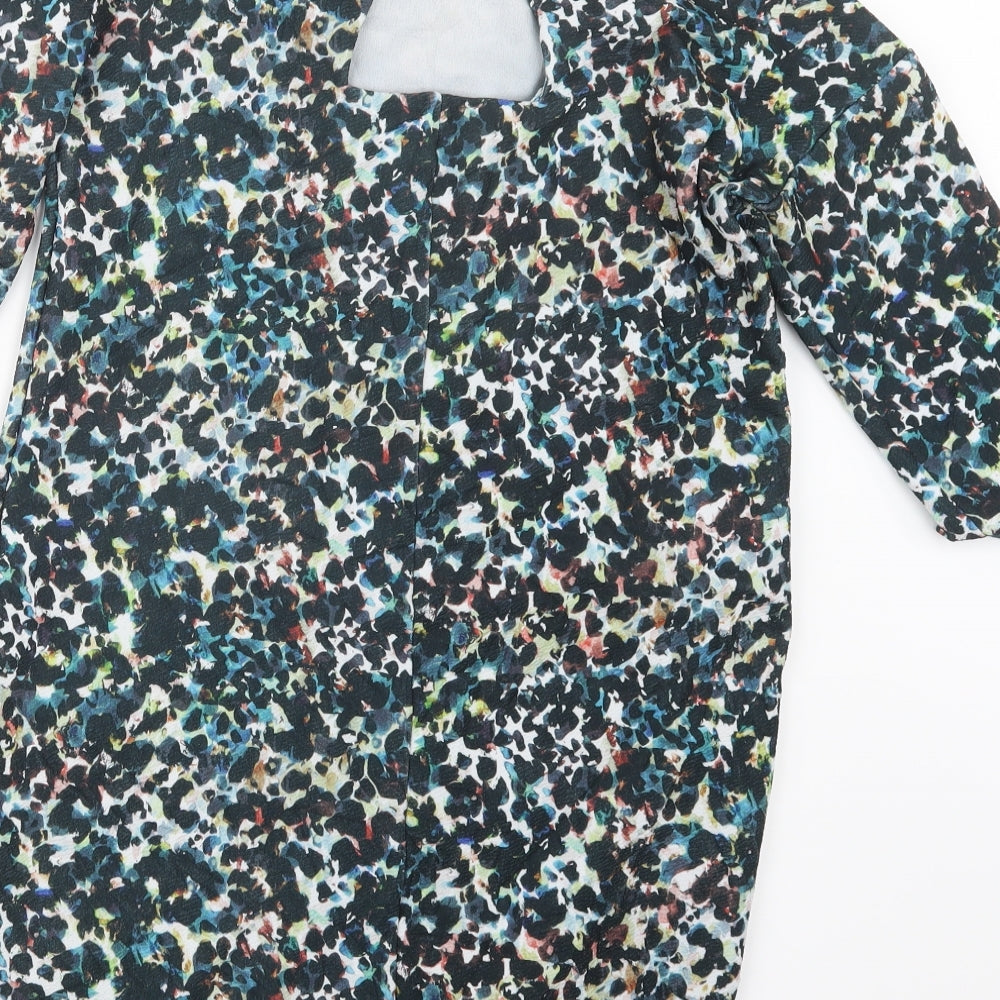 Warehouse Womens Black Geometric  Basic Blouse Size 10