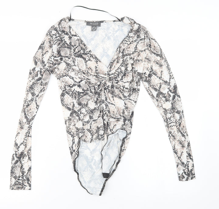 Primark Womens Beige Animal Print Bodysuit One-Piece Size 6