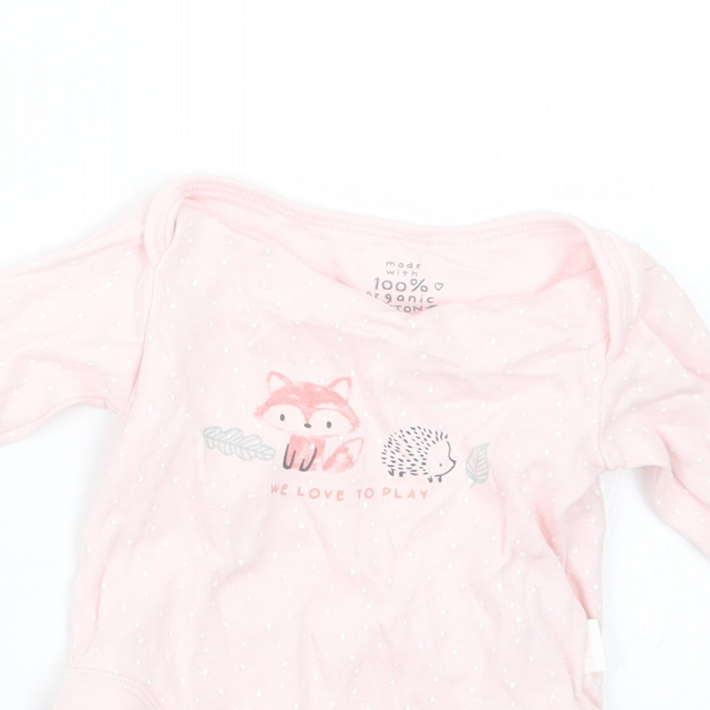 F&F Girls Pink Polka Dot  Babygrow One-Piece Size 0-3 Months