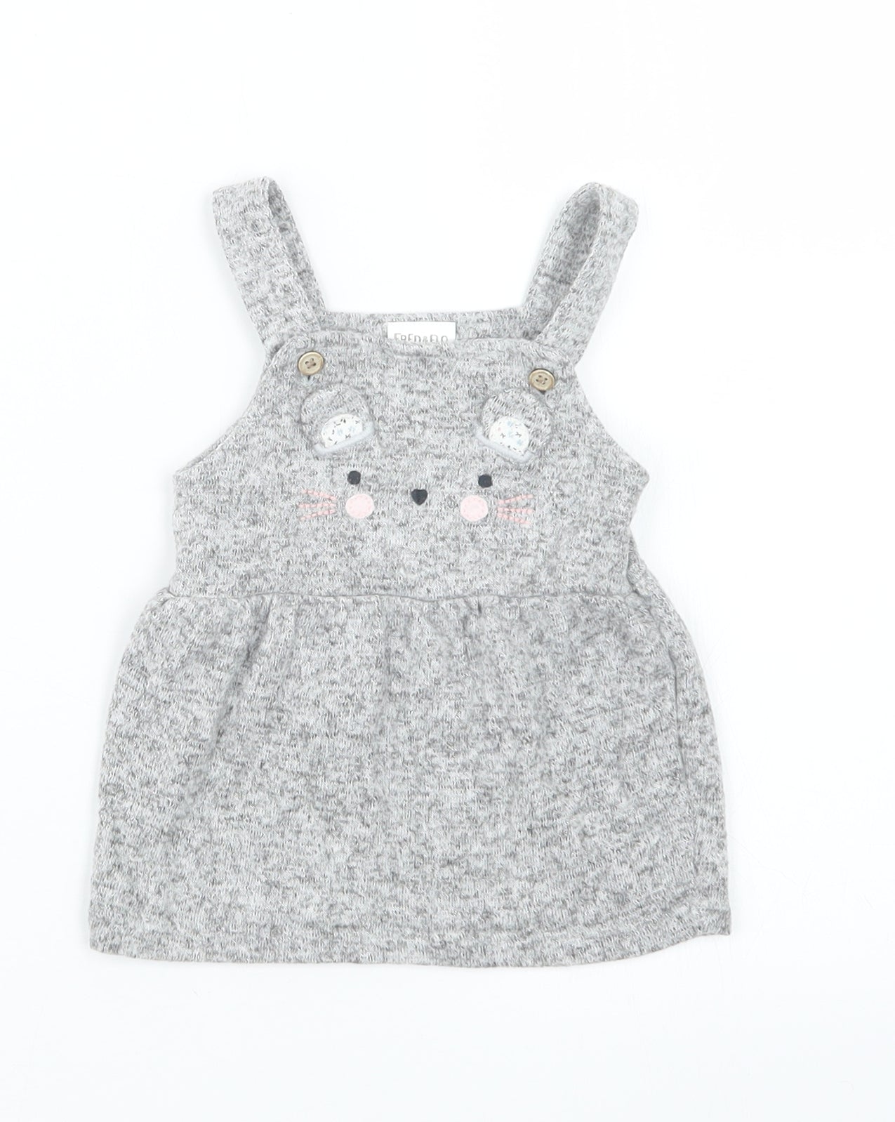 F&F Girls Grey   Pinafore/Dungaree Dress  Size 3-6 Months