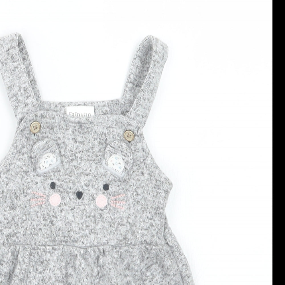 F&F Girls Grey   Pinafore/Dungaree Dress  Size 3-6 Months