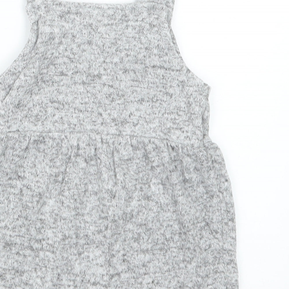 F&F Girls Grey   Pinafore/Dungaree Dress  Size 3-6 Months