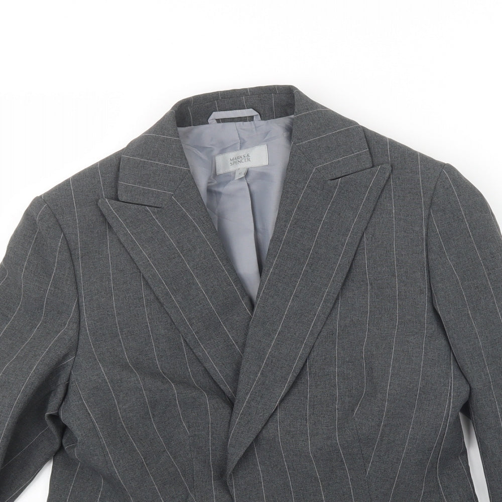 Marks and Spencer Womens Grey Striped  Jacket Blazer Size 10