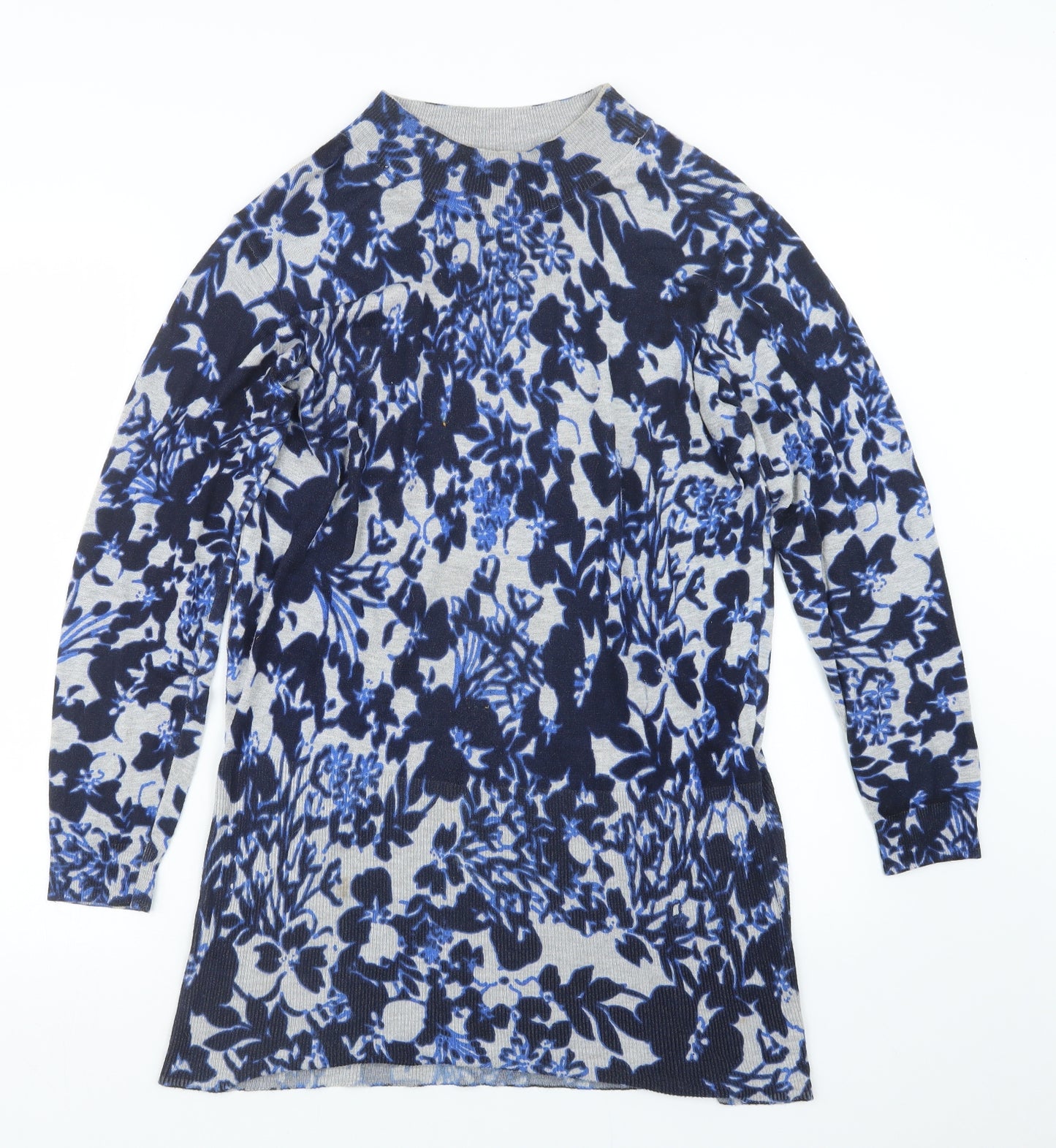 Marks and Spencer Womens Blue Floral  Pullover Jumper Size 16