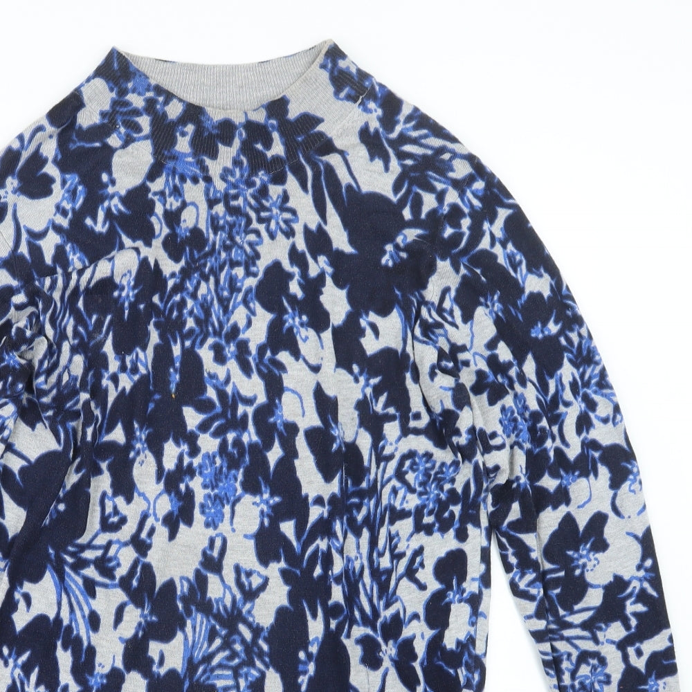 Marks and Spencer Womens Blue Floral  Pullover Jumper Size 16