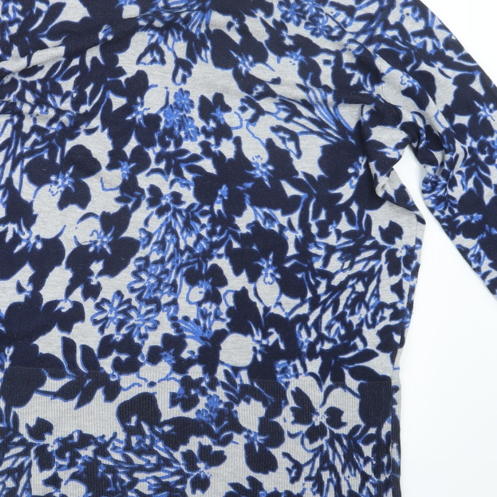 Marks and Spencer Womens Blue Floral  Pullover Jumper Size 16