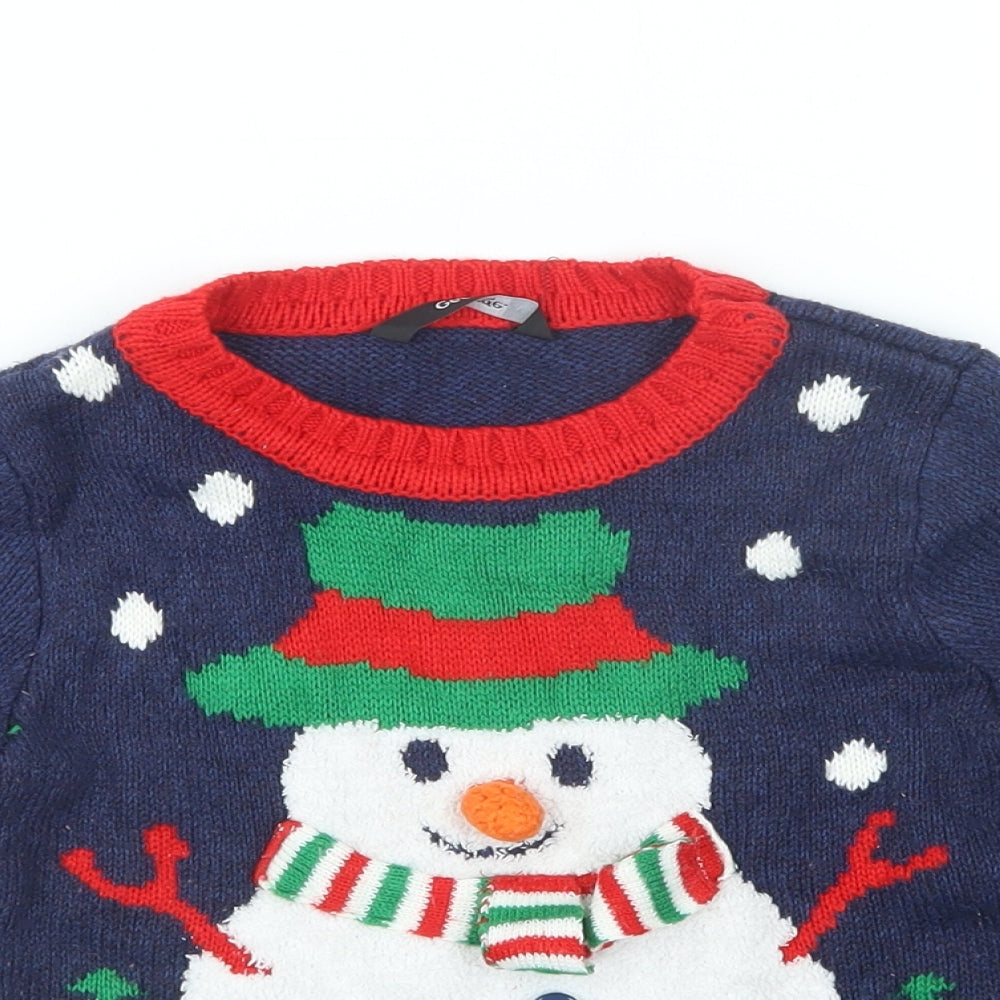 George Boys Blue  Knit Pullover Jumper Size 3-4 Years  - Christmas