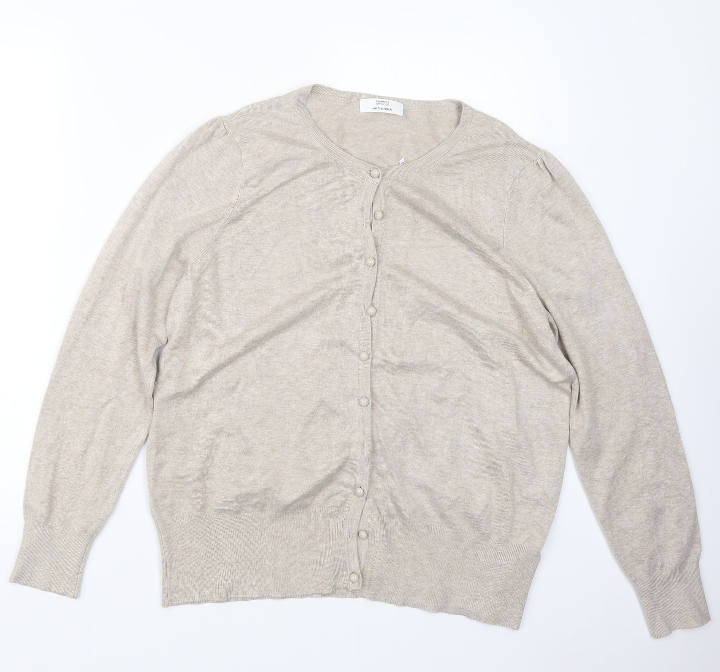Marks and Spencer Womens Beige  Knit Cardigan Jumper Size 20