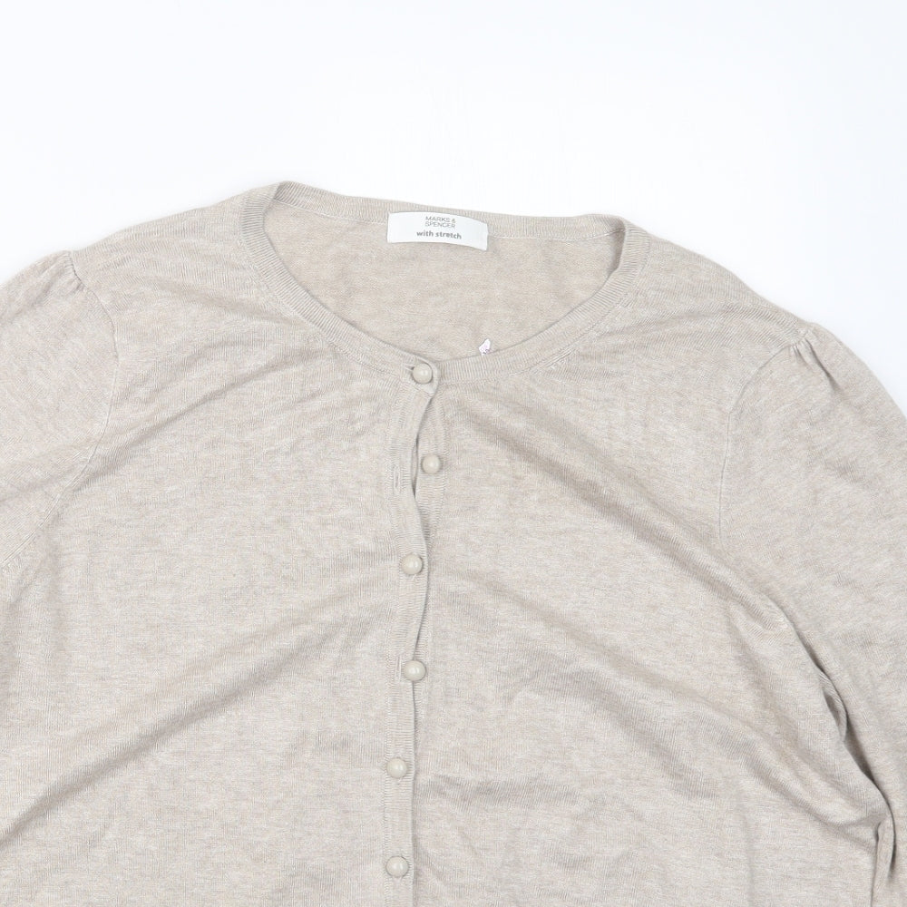 Marks and Spencer Womens Beige  Knit Cardigan Jumper Size 20