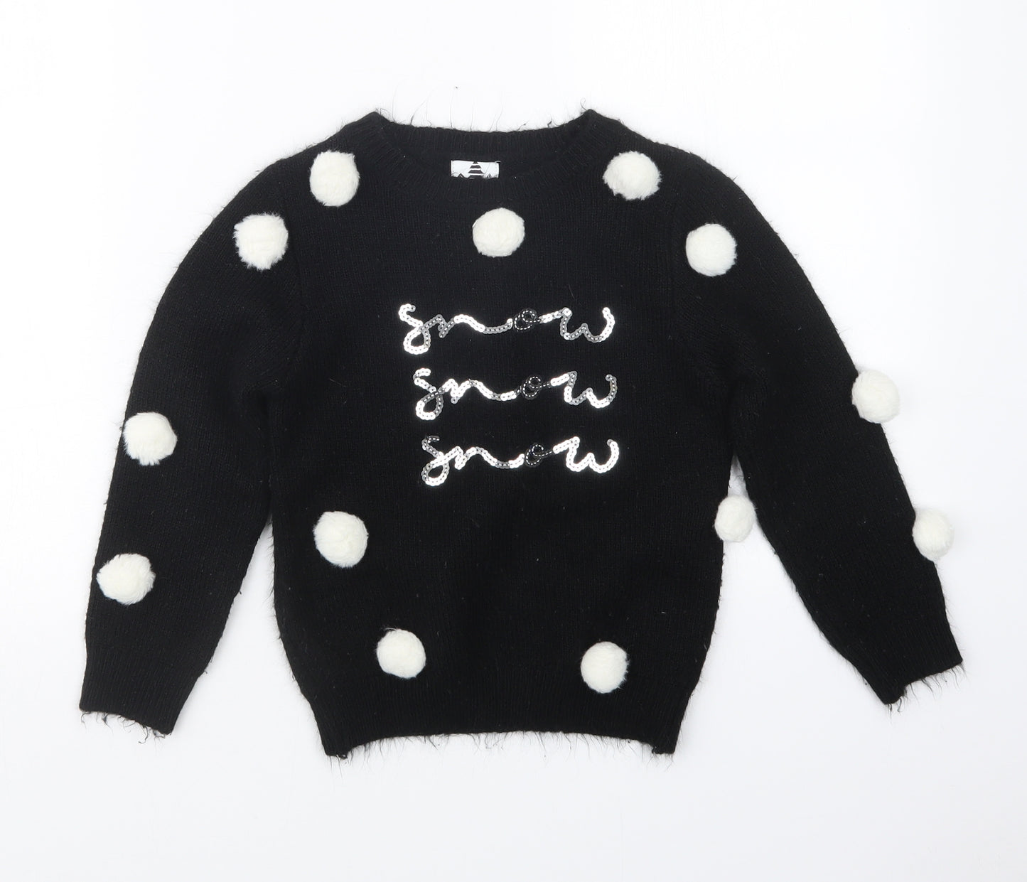 George Girls Black  Knit Pullover Jumper Size 6-7 Years