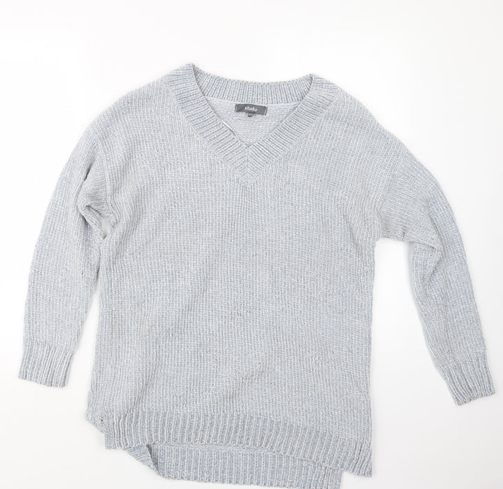 Studio Womens Blue  Knit Pullover Jumper Size 12