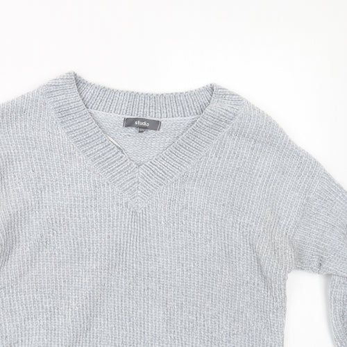Studio Womens Blue  Knit Pullover Jumper Size 12