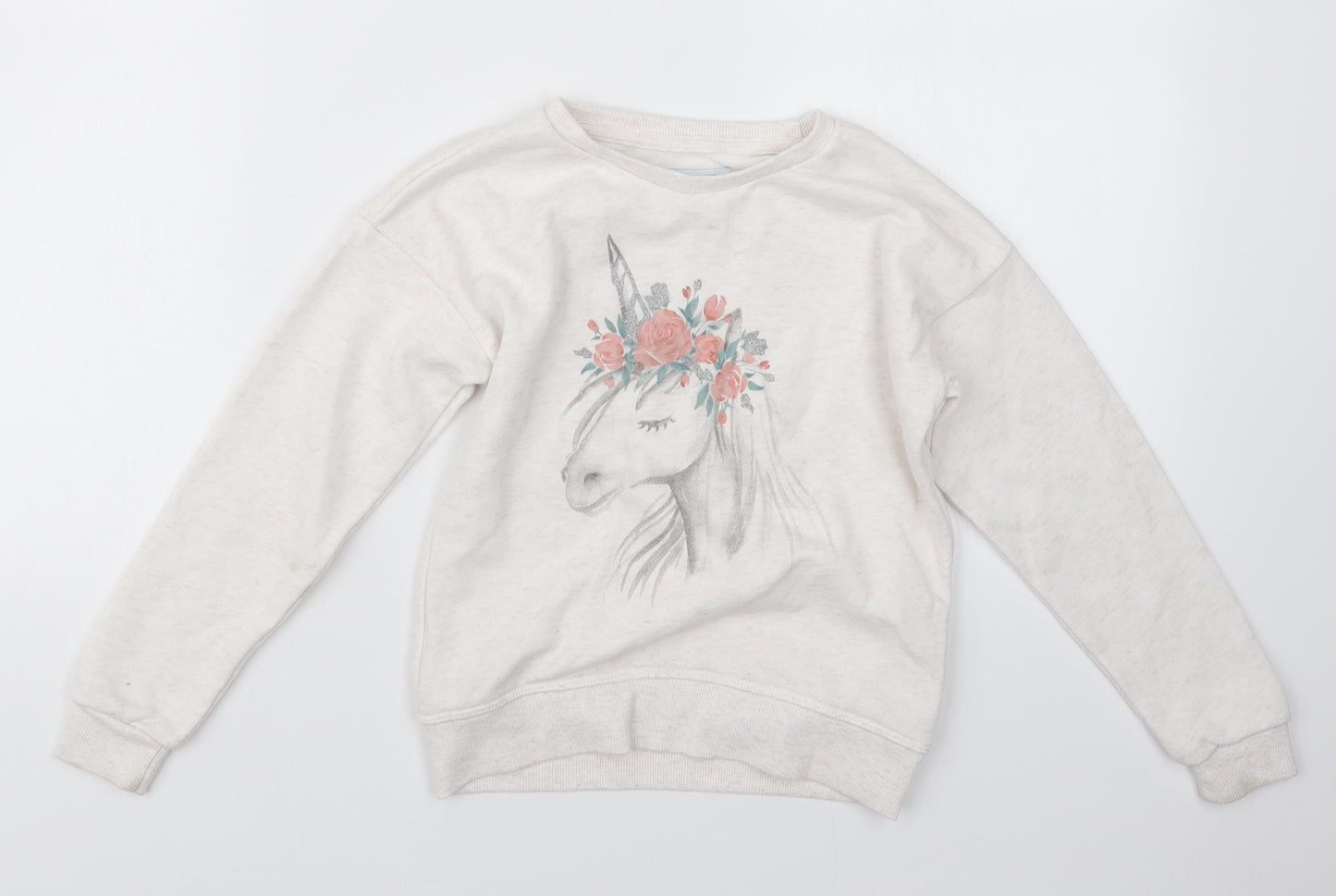 Primark Girls White   Pullover Jumper Size 7-8 Years