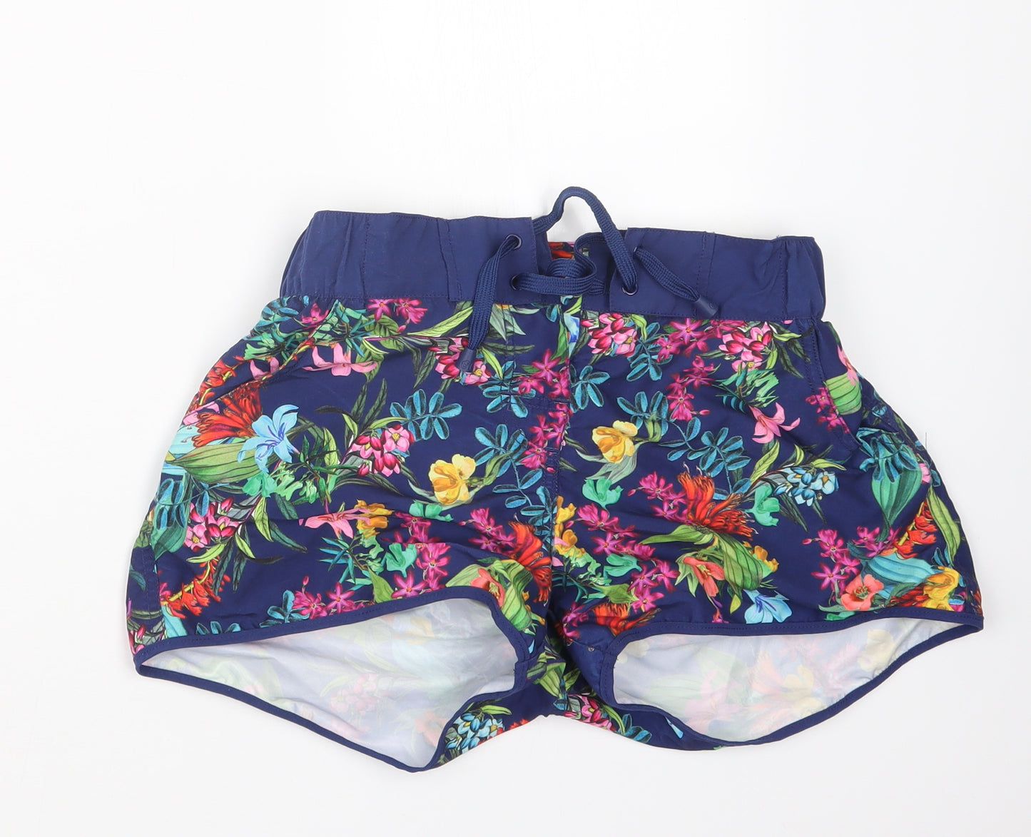 Mantaray Womens Blue Geometric  Hot Pants Shorts Size 10