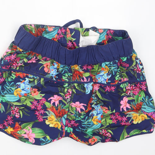 Mantaray Womens Blue Geometric  Hot Pants Shorts Size 10