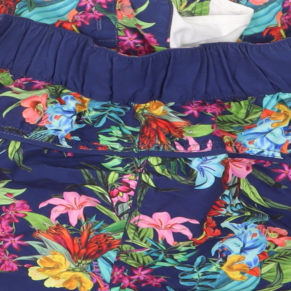 Mantaray Womens Blue Geometric  Hot Pants Shorts Size 10