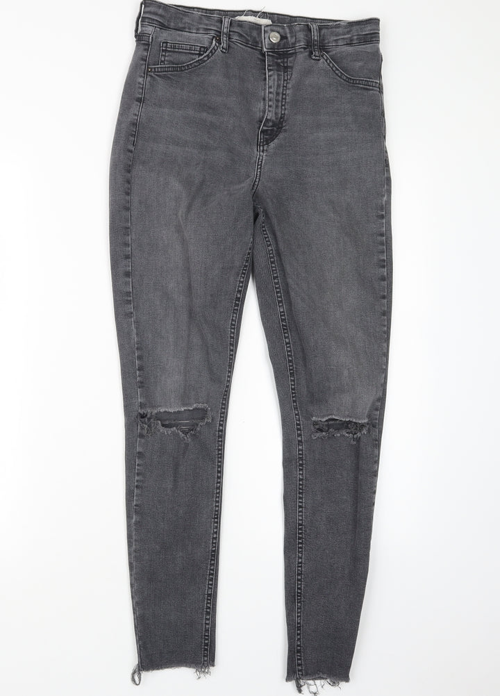 Topshop Womens Black Denim Straight Jeans Size 28 in L28 in