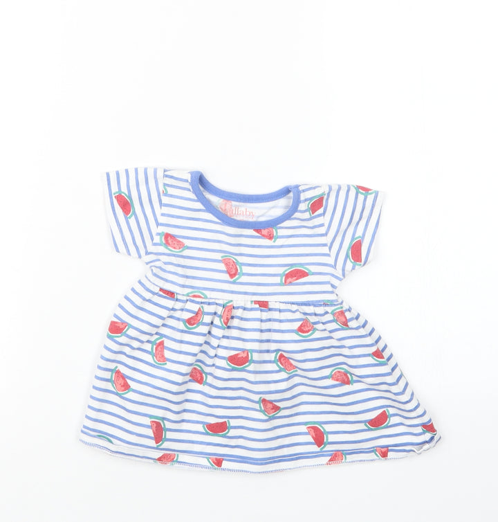 Peacocks Girls Blue Geometric  Basic T-Shirt Size 0-3 Months