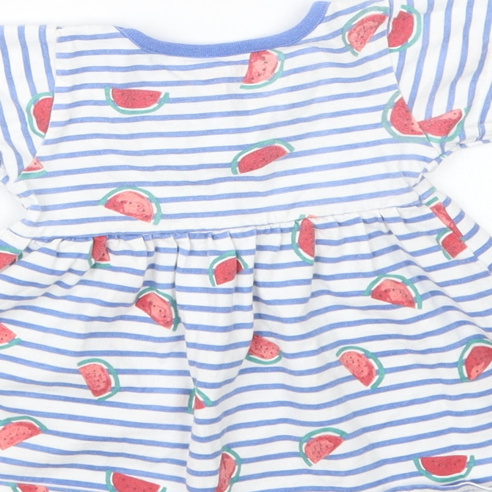 Peacocks Girls Blue Geometric  Basic T-Shirt Size 0-3 Months