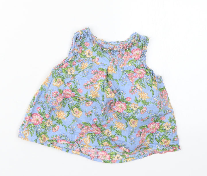NEXT Girls Blue Fair Isle  Basic T-Shirt Size 6-9 Months