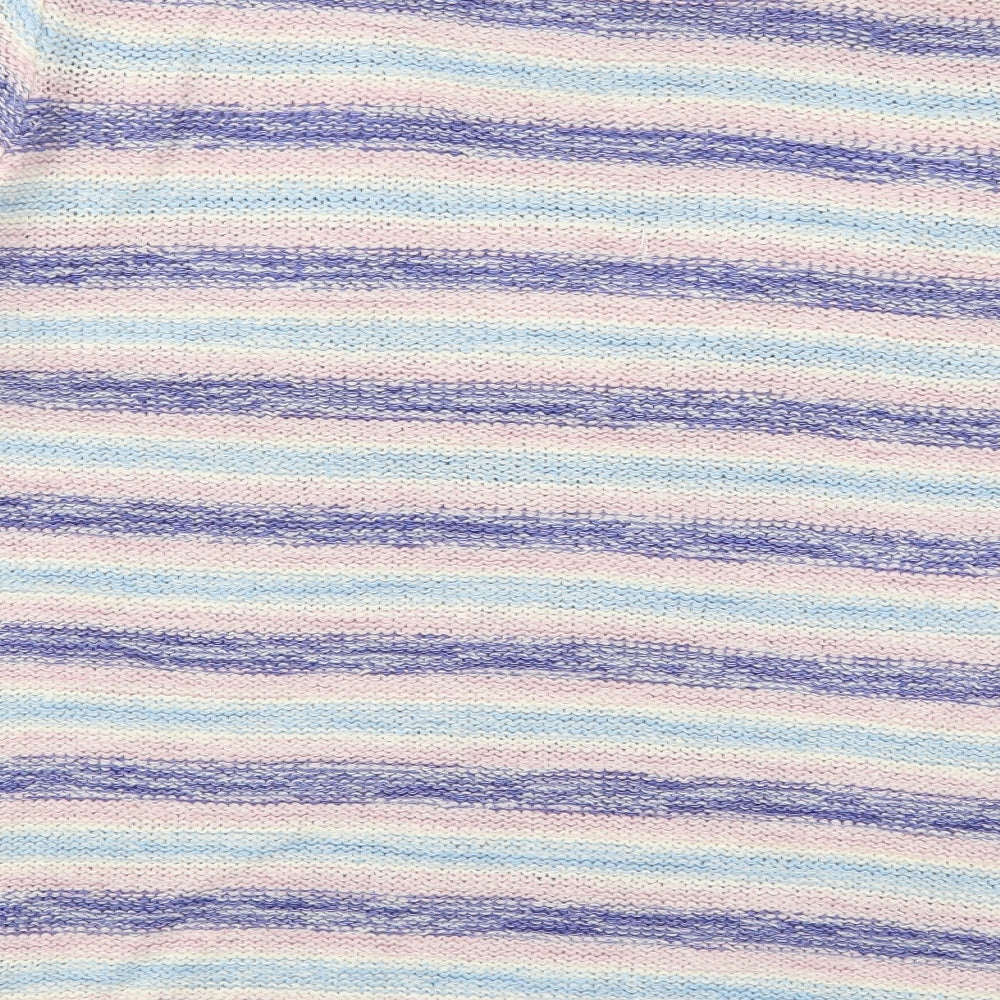 Cotton Traders Womens Blue Striped Knit Pullover Jumper Size 20  - Pink