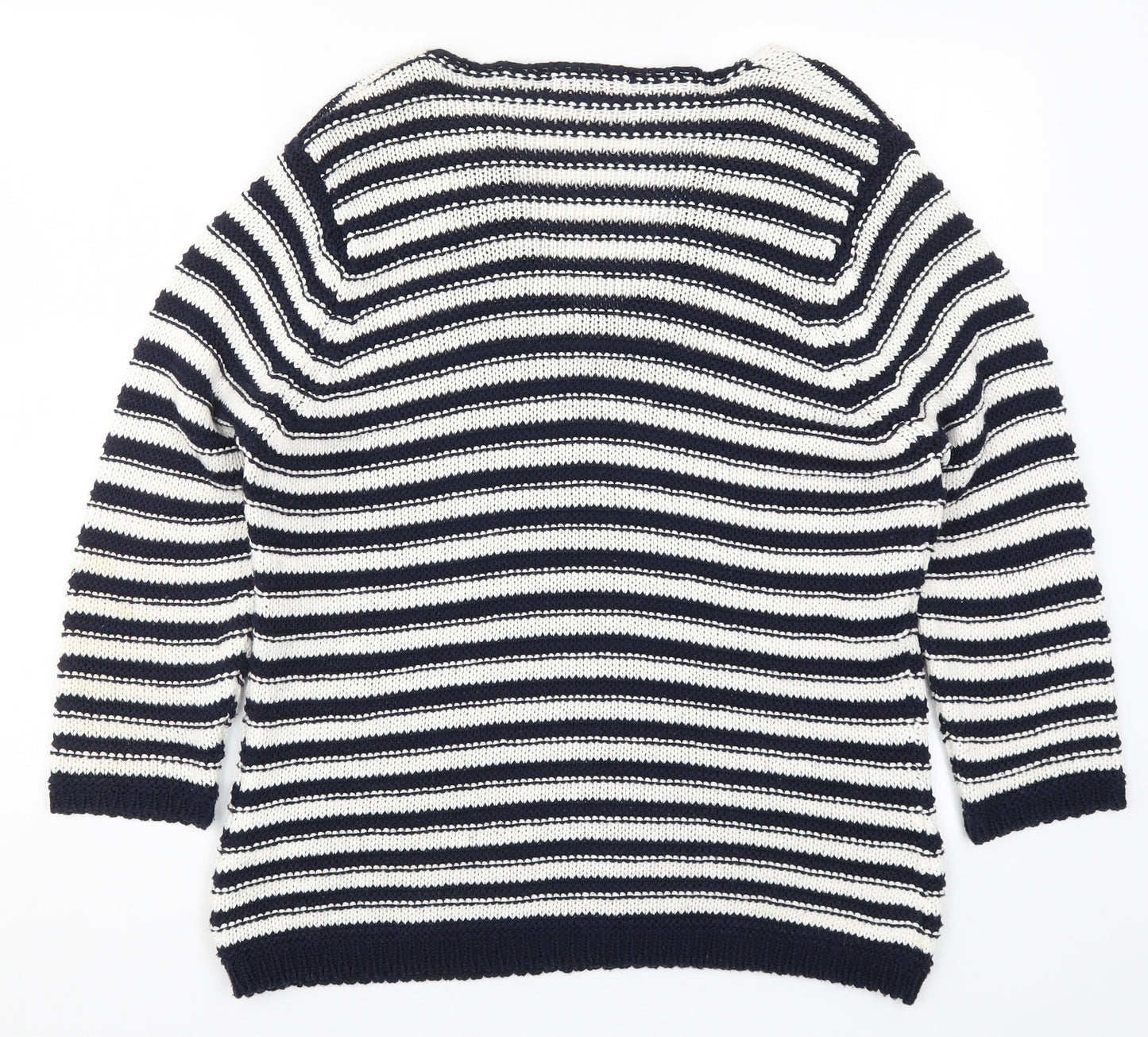 Per Una Womens Blue Striped Knit Pullover Jumper Size L  - Navy