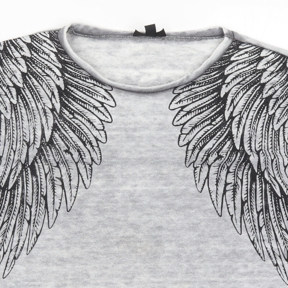 Topshop Womens Grey   Pullover Sweatshirt Size 6  - Wings