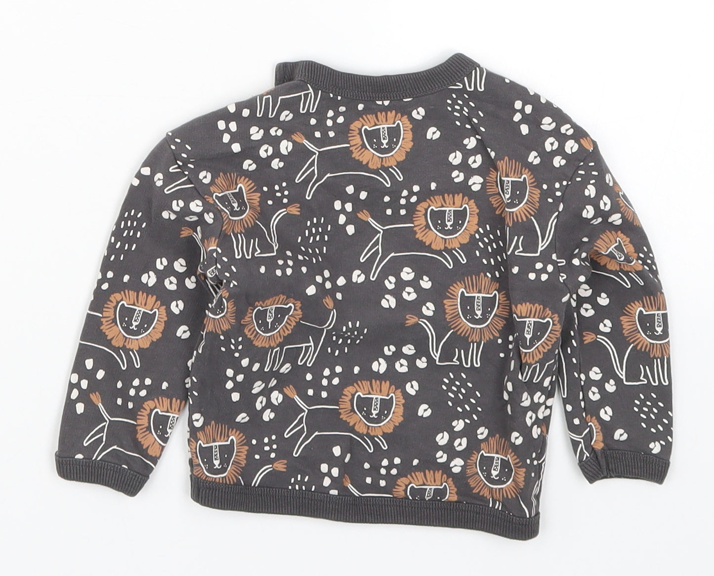 TU Boys Grey Animal Print  Basic T-Shirt Size 3-6 Months  - Lions