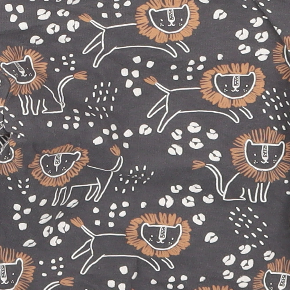 TU Boys Grey Animal Print  Basic T-Shirt Size 3-6 Months  - Lions