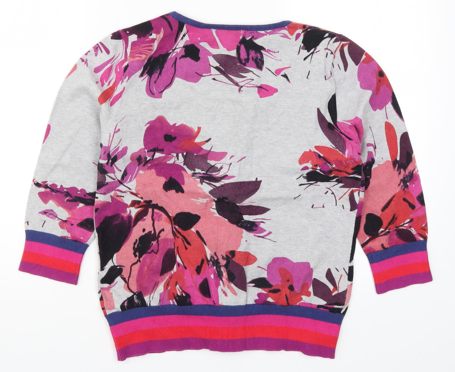 Per Una Womens Pink Floral Knit Cardigan Jumper Size 12