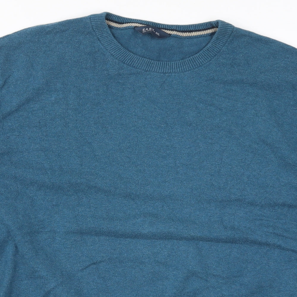 Easy Mens Blue  Knit Pullover Jumper Size 2XL