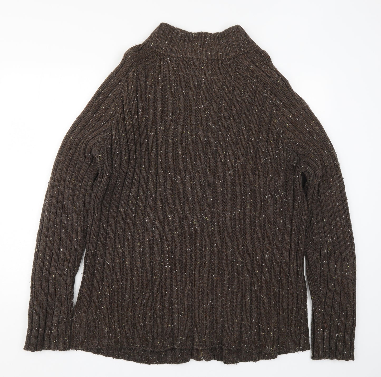 F&F Mens Brown  Knit Full Zip Jumper Size 2XL