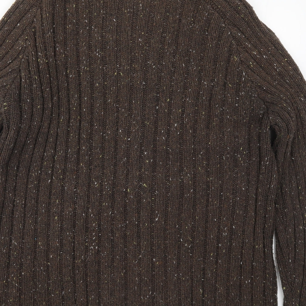 F&F Mens Brown  Knit Full Zip Jumper Size 2XL