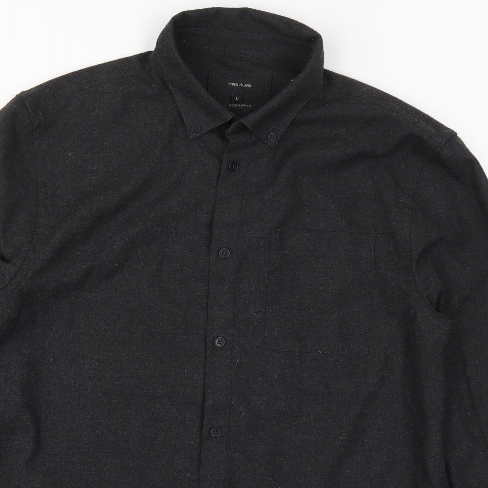 River Island Mens Grey    Button-Up Size L