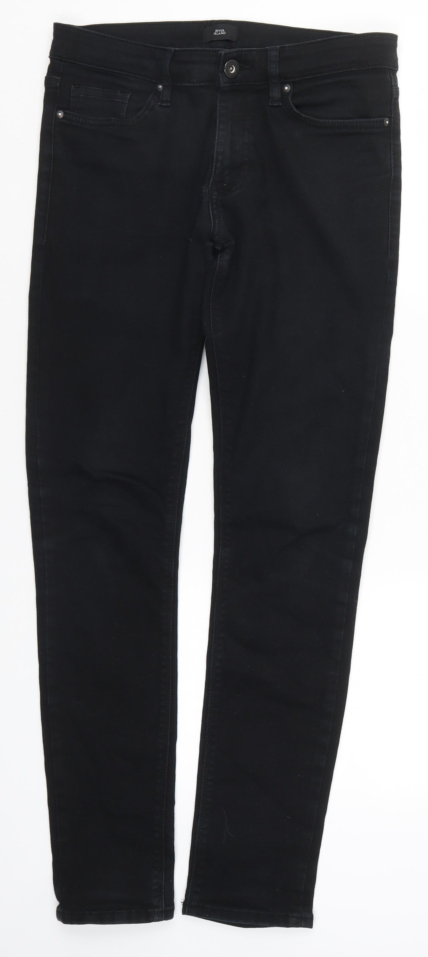 River Island Mens Black  Denim Skinny Jeans Size 28 L29 in
